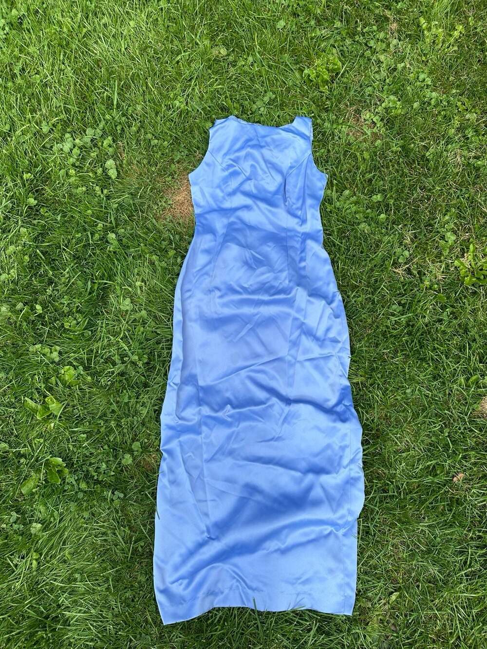Michelangelo Vintage Blue Satin Sleeveless Maxi Long Evening Gown Dress Size 12